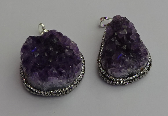 NGP7233 25*40mm - 30*40mm freeform druzy amethyst pendants