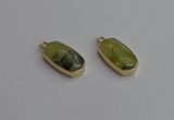 NGP7263 13*25mm faceted freeform green rutilated quartz pendants