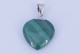 NGP727 15*15mm heart natural malachite with 18KGP gemstone pendant