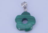 NGP728 4*15mm flower natural malachite with 18KGP gemstone pendant