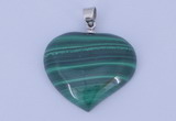 NGP729 25*25mm heart natural malachite with 18KGP gemstone pendant