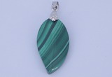 NGP730 15*28mm leaf natural malachite with 18KGP gemstone pendant