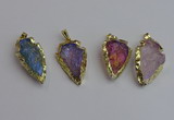 NGP7406 22*30mm - 25*40mm arrowhead plated druzy quartz pendants