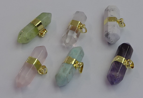 NGP7455 12*45mm sticks mixed gemstone pendants wholesale