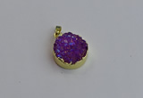 NGP7458 20mm coin plated druzy agate gemstone pendants