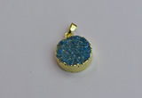 NGP7460 20mm coin plated druzy agate gemstone pendants