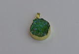 NGP7461 20mm coin plated druzy agate gemstone pendants