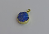 NGP7462 20mm coin plated druzy agate gemstone pendants