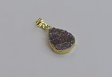 NGP7485 15*20mm flat teardrop plated druzy agate gemstone pendants