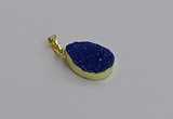 NGP7486 15*20mm flat teardrop plated druzy agate gemstone pendants