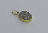 NGP7491 15*20mm oval plated druzy agate gemstone pendants