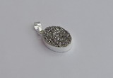 NGP7505 15*20mm oval plated druzy agate gemstone pendants