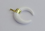 NGP7515 35*38mm horn white porcelain pendants wholesale