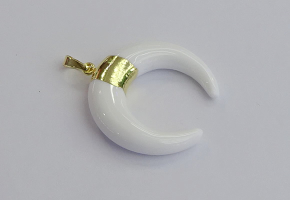 NGP7515 35*38mm horn white porcelain pendants wholesale