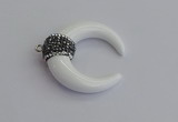 NGP7525 35*38mm horn white porcelain pendants wholesale