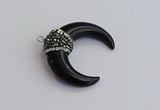 NGP7530 35*38mm horn black agate pendants wholesale