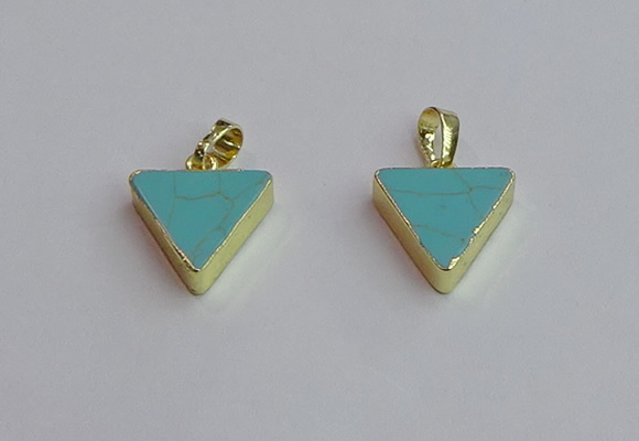 NGP7563 15*16mm triangle white howlite turquoise pendants