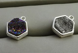 NGP7571 12*12mm hexagon plated druzy agate pendants wholesale