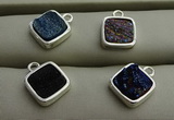 NGP7576 12*12mm square plated druzy agate pendants wholesale