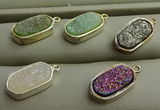 NGP7580 10*15mm oval plated druzy agate pendants wholesale