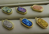 NGP7581 10*15mm oval plated druzy agate pendants wholesale