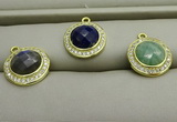 NGP7592 11mm coin mixed gemstone pendants wholesale