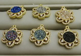 NGP7594 18mm flower plated druzy agate pendants wholesale