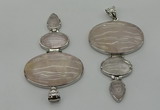 NGP8001 50*82mm - 52*86mm rose quartz pendant set jewelry