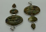 NGP8020 50*82mm - 52*86mm rhyolite gemstone pendant set jewelry