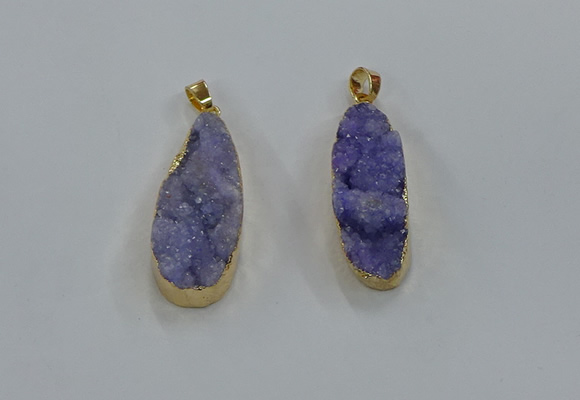 NGP8502 15*33mm - 17*40mm flat teardrop druzy agate pendants