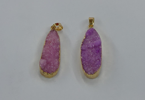 NGP8503 15*33mm - 17*40mm flat teardrop druzy agate pendants