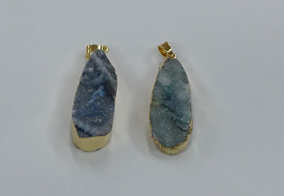 NGP8505 15*33mm - 17*40mm flat teardrop druzy agate pendants