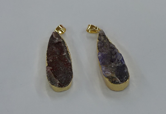 NGP8508 15*33mm - 17*40mm flat teardrop druzy agate pendants