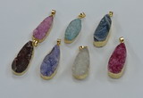 NGP8509 15*33mm - 17*40mm flat teardrop druzy agate pendants