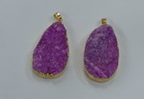 NGP8514 25*48mm - 27*52mm flat teardrop druzy agate pendants