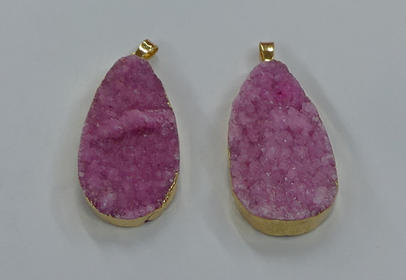 NGP8515 25*48mm - 27*52mm flat teardrop druzy agate pendants