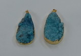 NGP8516 25*48mm - 27*52mm flat teardrop druzy agate pendants