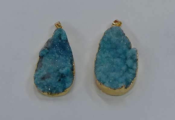 NGP8516 25*48mm - 27*52mm flat teardrop druzy agate pendants