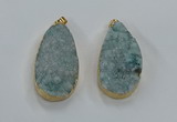 NGP8517 25*48mm - 27*52mm flat teardrop druzy agate pendants