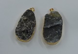 NGP8519 25*48mm - 27*52mm flat teardrop druzy agate pendants