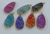 NGP8520 25*48mm - 27*52mm flat teardrop druzy agate pendants