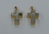 NGP8532 22*30mm - 25*35mm cross druzy agate pendants wholesale