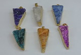 NGP8602 13*40mm - 20*35mm triangle druzy agate pendants wholesale