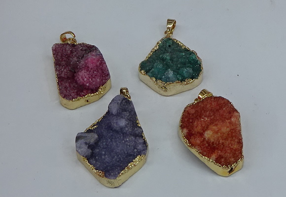 NGP8624 25*30mm - 28*40mm freeform druzy agate pendants wholesale