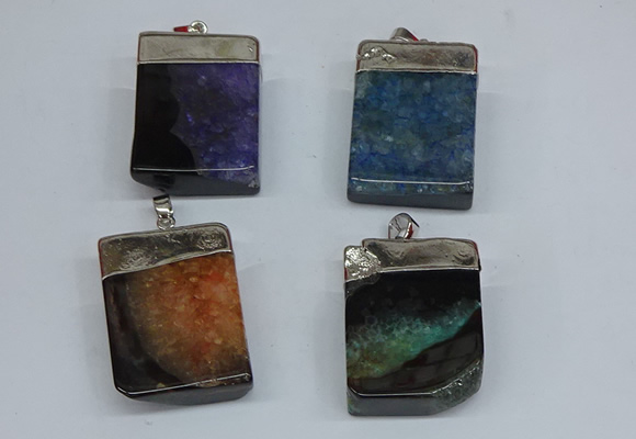 NGP8685 26*36mm rectangle druzy agate pendants wholesale