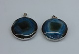 NGP8701 38mm - 40mm flat round agate pendants wholesale