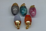 NGP8752 17*30mm rice agate gemstone pendants wholesale