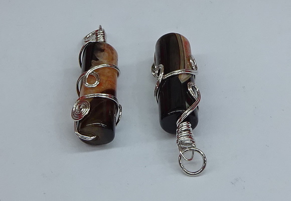 NGP8802 13*40mm tube agate gemstone pendants wholesale