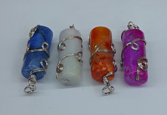 NGP8823 18*45mm tube agate gemstone pendants wholesale