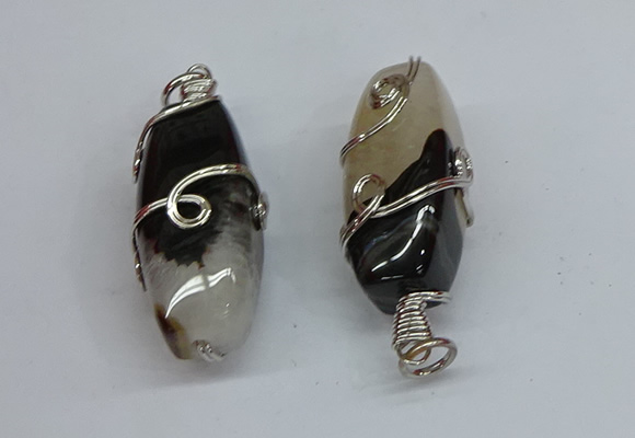 NGP8833 20*45mm rice agate gemstone pendants wholesale